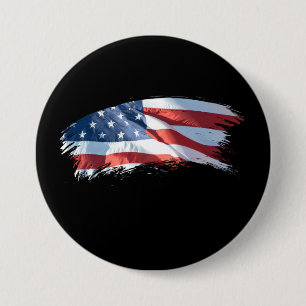 Patriotic Brush Stroke American Flag Button