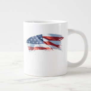 Patriotic Brush Stroke American Flag Jumbo-Tasse