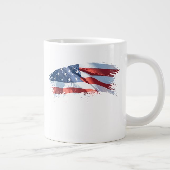 Patriotic Brush Stroke American Flag Jumbo-Tasse (Rechts)