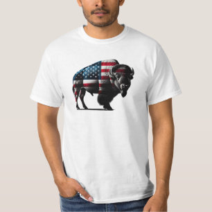 Patriotic Buffalo American Flag T-Shirt