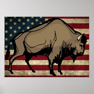PATRIOTIC BUFFALO POSTER ART