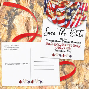 Patriotic Bunting Family Wiedersehen Save the Date Ankündigungspostkarte
