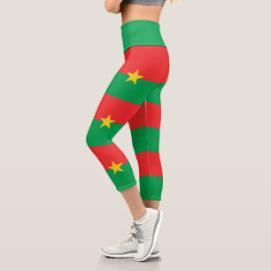 Patriotic Burkina Faso Flag Capri Leggings