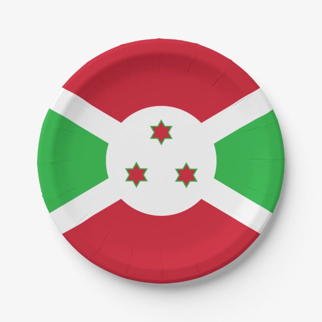 Patriotic Burundi Flag Pappteller (Vorderseite)