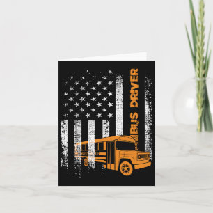 Patriotic Bus Driver Usa American Flag - School Bu Karte