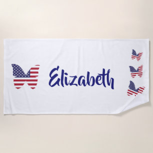 Patriotic Butterfly American Flag USA Butterfliege Strandtuch