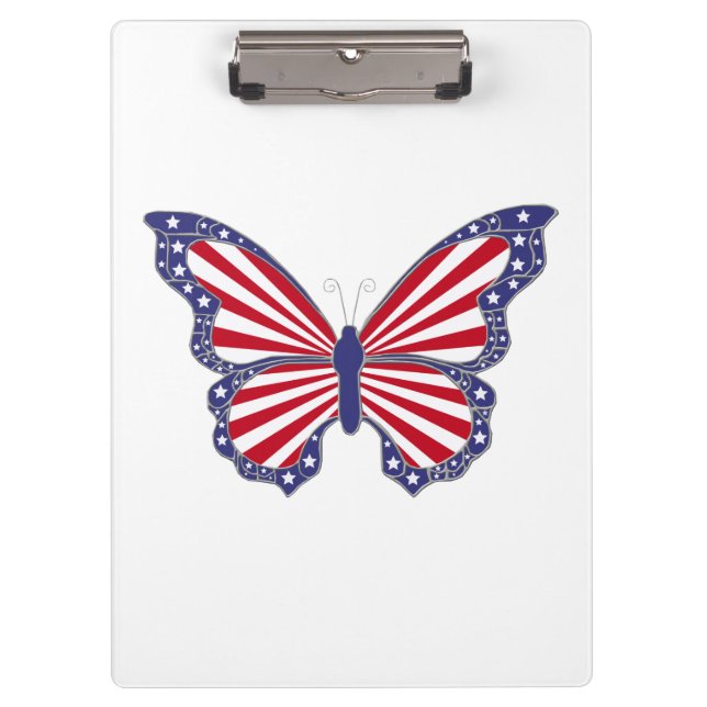 Patriotic Butterfly Clipboard Klemmbrett (Vorderseite)