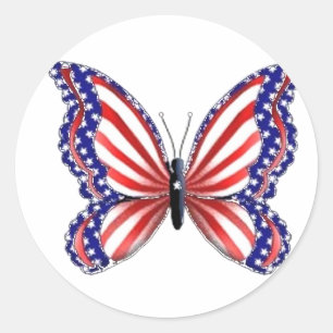 Patriotic Butterfly Runder Aufkleber