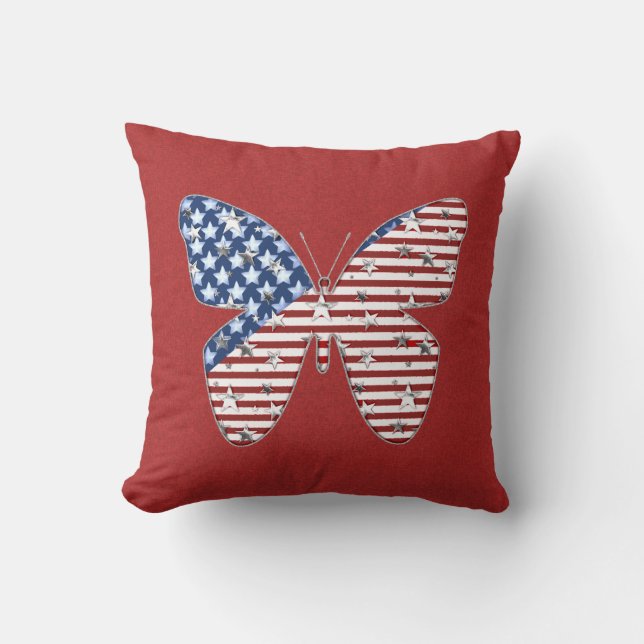 Patriotic Butterfly Throw Kissen (Vorderseite)