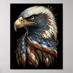 Patriotic Byld Eagle 4. Juli Men Usa American Poster