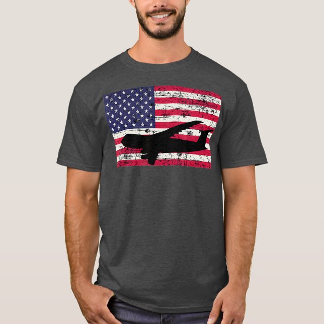 Patriotic C5 Galaxy jet American flag T-Shirt (Vorderseite)