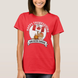 Patriotic CANADIAN ERNTEDANK God Bless Canada T-Shirt