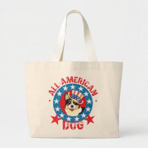 Patriotic Cardigan Welsh Corgi Large Tote Bag Jumbo Stoffbeutel