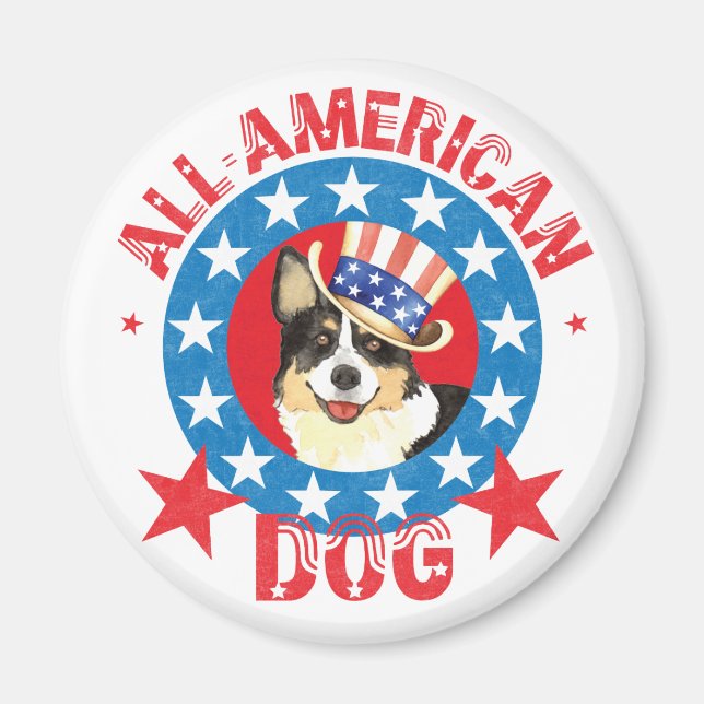 Patriotic Cardigan Welsh Corgi Magnet (Vorne)