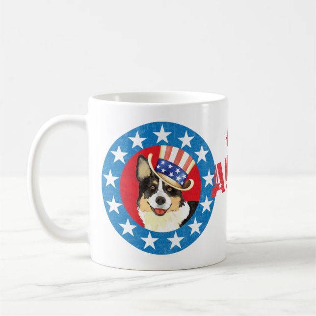 Patriotic Cardigan Welsh Corgi Tasse (Links)