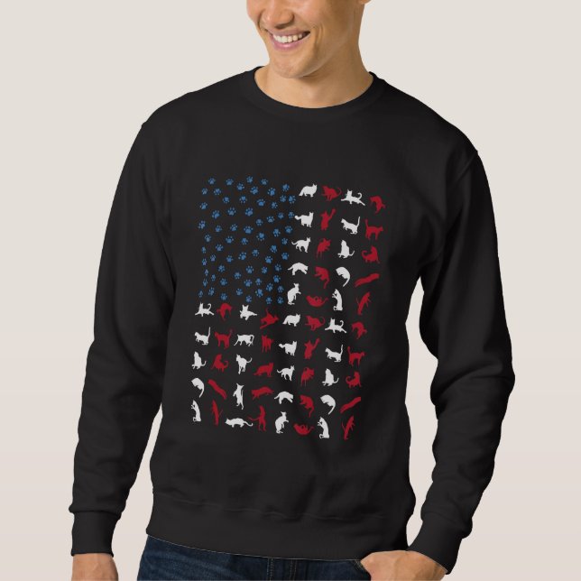 Patriotic Cat Paw America Flag 4th Of July Sweatshirt (Vorderseite)
