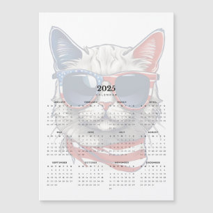 Patriotic Cat Red White Blue 2025 Magnet Kalender