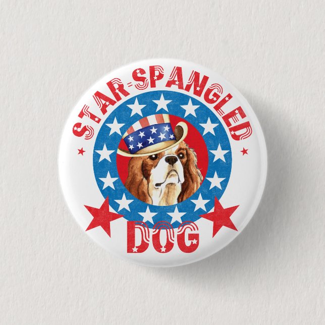 Patriotic Cavalier King Charles Spaniel Button (Vorderseite)