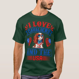 Patriotic Cavalier King Charles Spaniel Dog T-Shirt