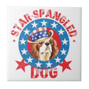 Patriotic Cavalier King Charles Spaniel Fliese
