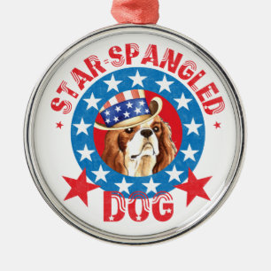 Patriotic Cavalier King Charles Spaniel Ornament Aus Metall