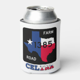 Patriotic Celina, TX & Texas Longhorn Can Cooler Dosenkühler