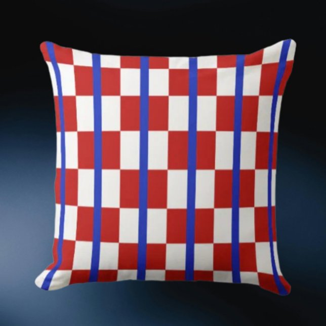 Patriotic Checker Stripe Throw Pillow Kissen (Von Creator hochgeladen)