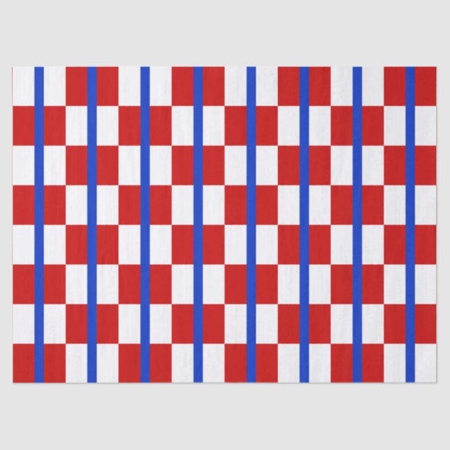 Patriotic Checker Stripe Tissue Paper Seidenpapier (Vorderseite)
