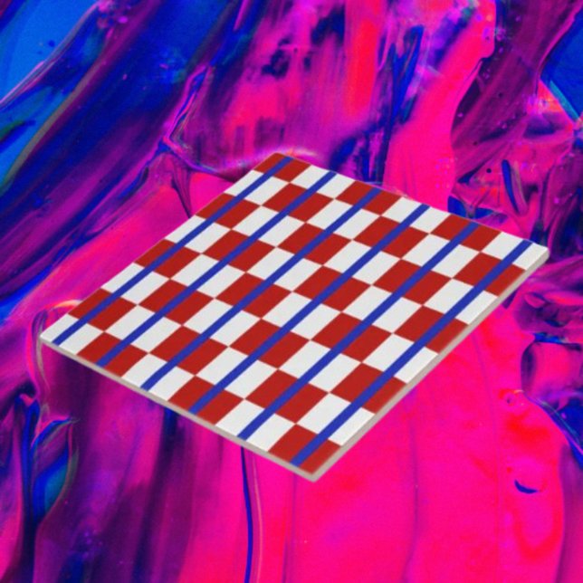 Patriotic Checkerboard Ceramic Tile Fliese (Von Creator hochgeladen)