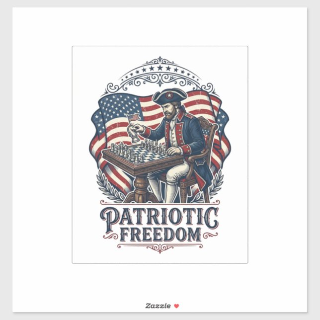 Patriotic Chess Player Vector Graphic Tee Aufkleber (Blatt)