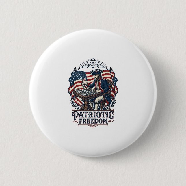 Patriotic Chess Player Vector Graphic Tee Button (Vorderseite)