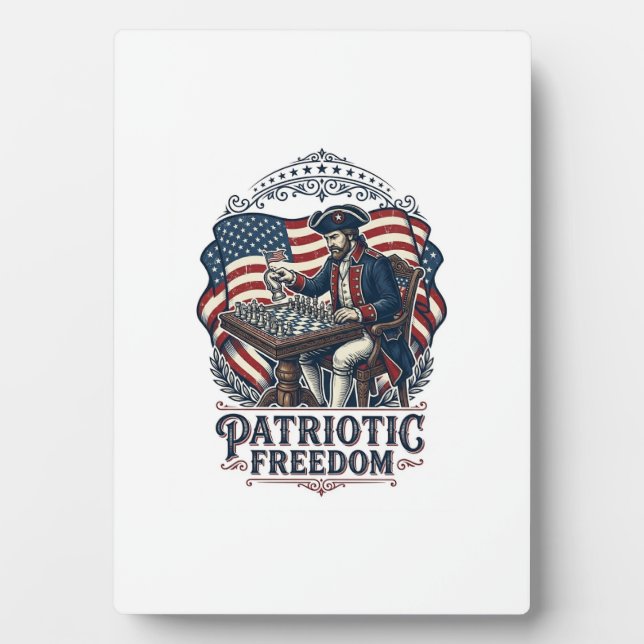 Patriotic Chess Player Vector Graphic Tee Fotoplatte (Vorderseite)