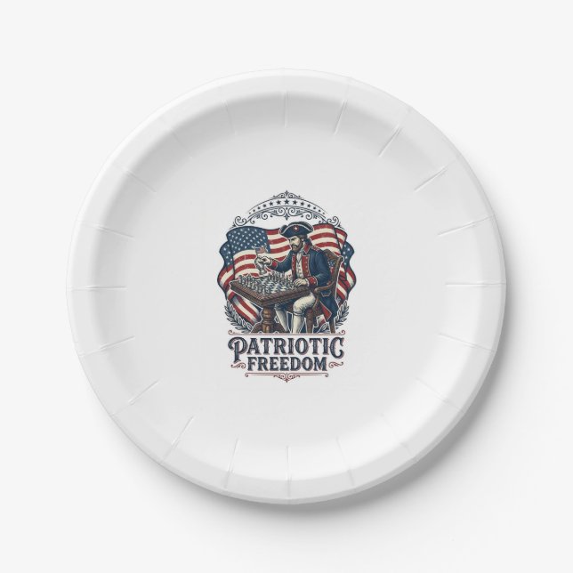 Patriotic Chess Player Vector Graphic Tee Pappteller (Vorderseite)
