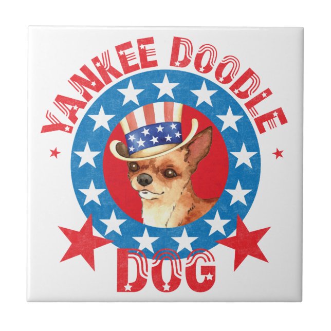 Patriotic Chihuahua Fliese (Vorderseite)