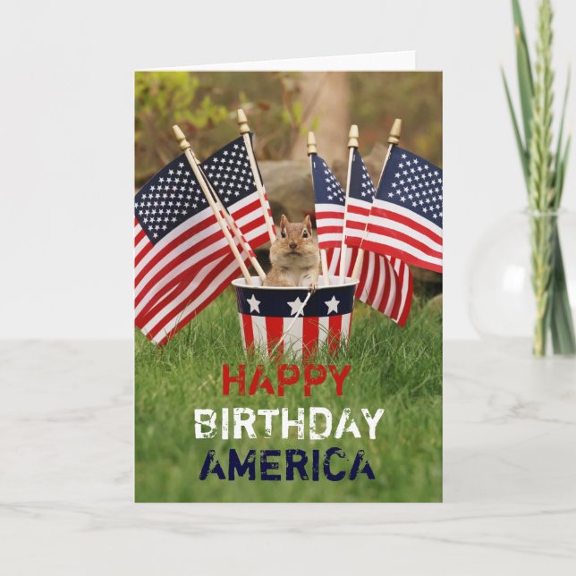 Patriotic Chipmunk Card Karte (Vorderseite)