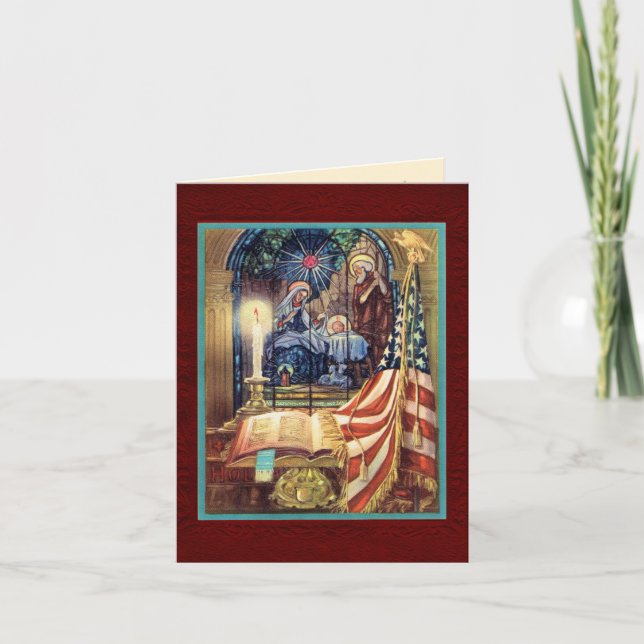 Patriotic Christian American Christmas Karte (Vorderseite)