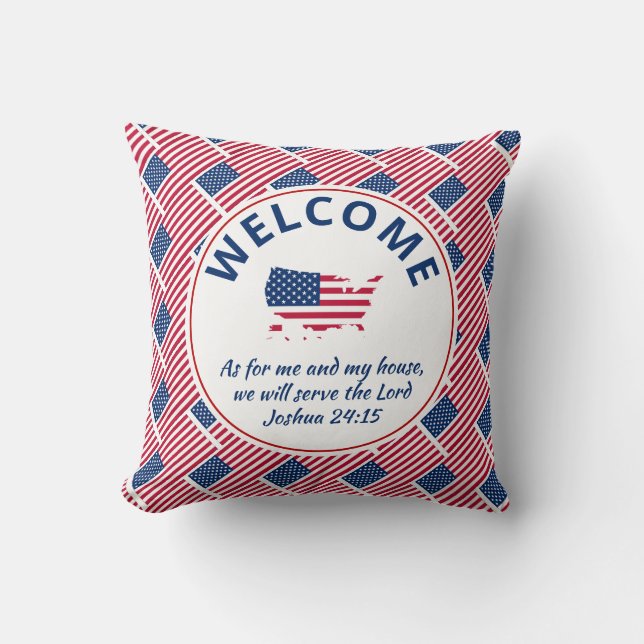 Patriotic Christlich USA FLAG Welcome Kissen (Vorderseite)