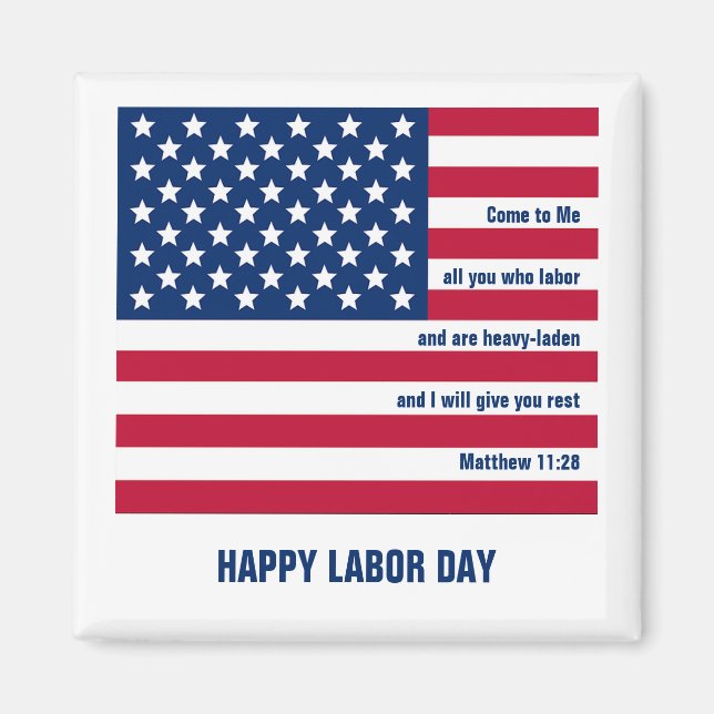 Patriotic Christlich USA HAPPY LABOR DAY Magnet (Vorne)