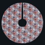 Patriotic Christmas Santa Holding American Flag Polyester Weihnachtsbaumdecke<br><div class="desc">Patriotische Weihnachtsfeier Santa Holding American Flag Holiday Brushed Polyester Tree Skirt.</div>