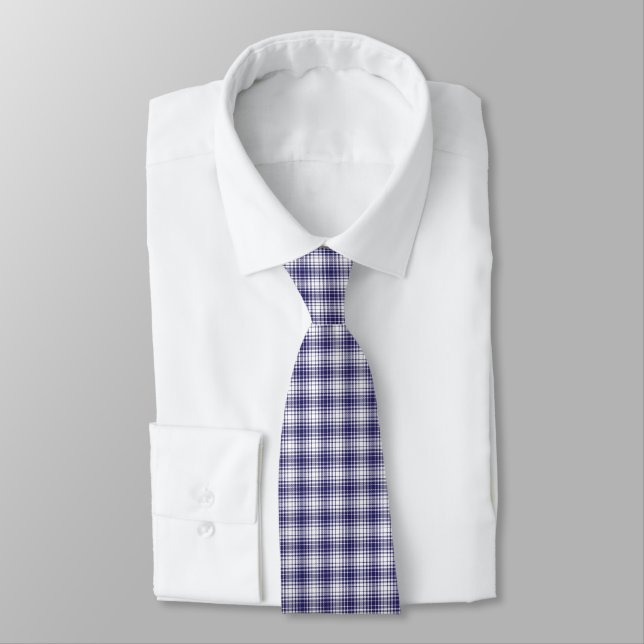 Patriotic Classic Navy Blue Gingham Plaid Krawatte (Gebunden)