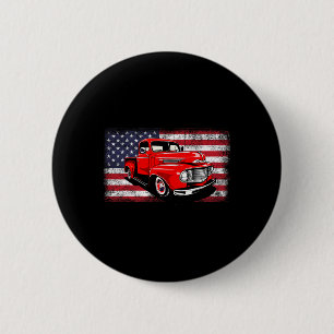 Patriotic Clic Old Lieferwagen Truck American Flag Button