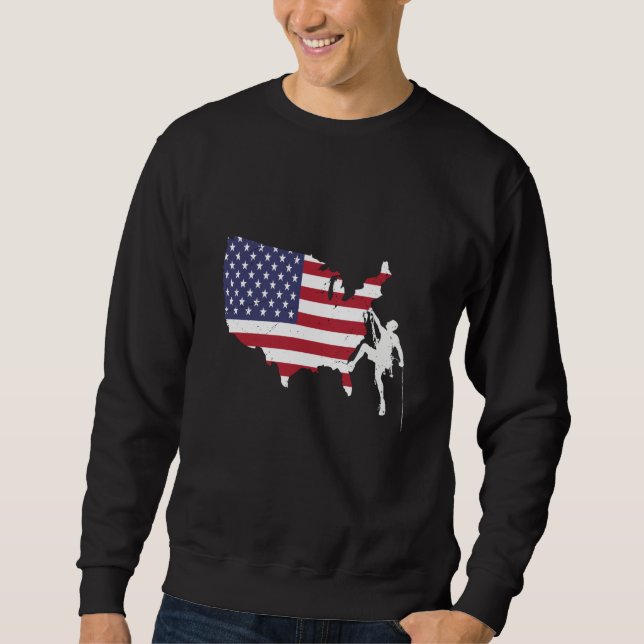 Patriotic Climber Bouldering and Rock Climbing Ame Sweatshirt (Vorderseite)