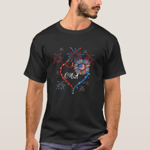 Patriotic Cna Nurse 4. Juli American Flag Sunf T-Shirt