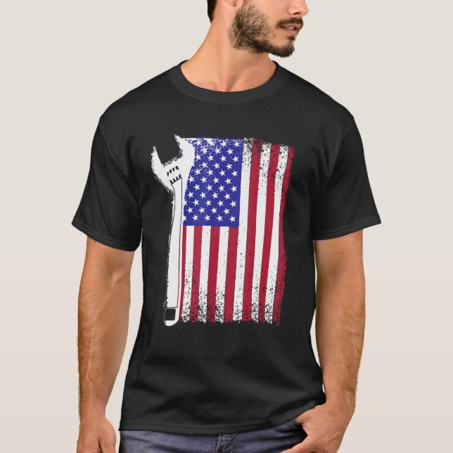 Patriotic CNC Machine Operator American US Flag Ma T-Shirt (Vorderseite)