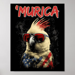 Patriotic Cockatiel Bird 4. Juli Amerikanische Fla Poster