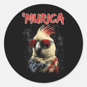 Patriotic Cockatiel Bird 4. Juli Amerikanische Fla Runder Aufkleber