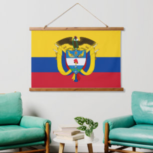 Patriotic Colombia Tapestry, kolumbianische Flagge Wandteppich Mit Holzrahmen