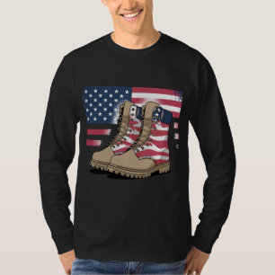 Patriotic Combat Boots American Flag T - Shirt