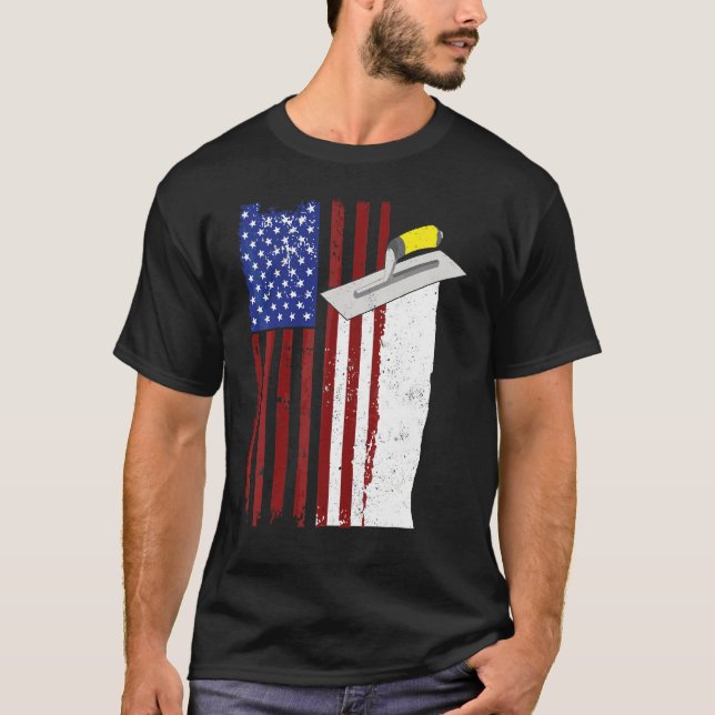Patriotic Concrete Finisher Construction Worker Us T-Shirt (Vorderseite)