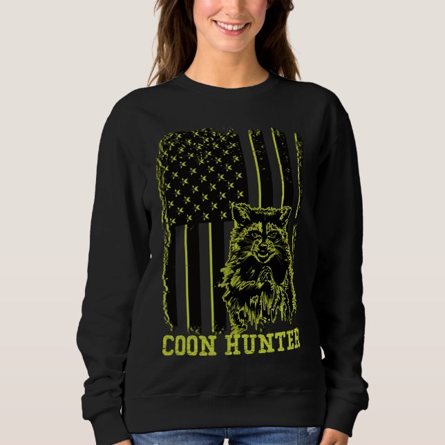 Patriotic Coon Hunter Raccoon American Flag Sweatshirt (Vorderseite)